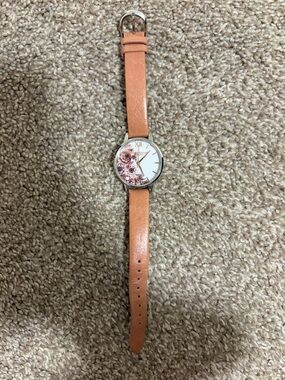 Olivia Burton Floral Dial Leather Watch